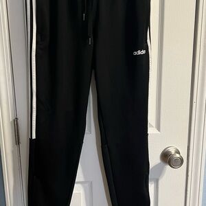 Adidas Kids Black Joggers with White Stripes